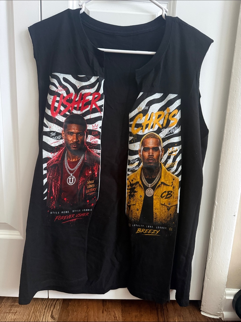 Women’s Black Graphic Tank Top Featuring Usher & Chris (Vest Style)